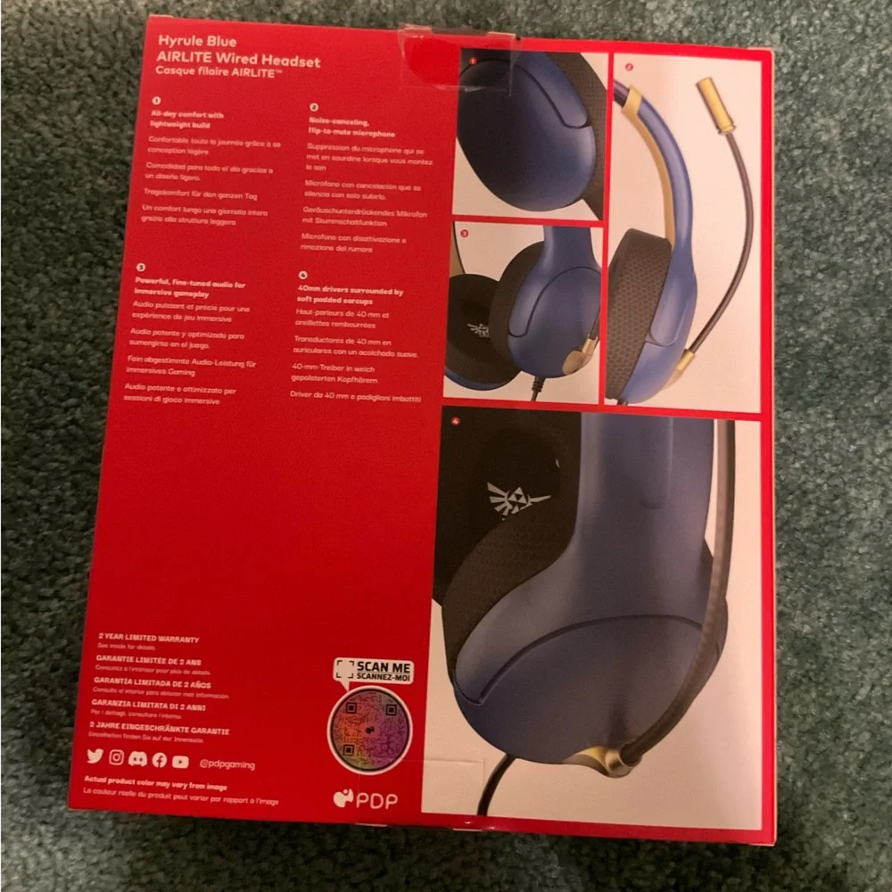 PDP The Legend of Zelda Blue Gaming Headset for Nintendo Switch